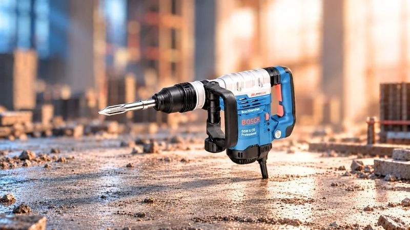 Martelo rompedor Bosch equipado com ponteiro para remoção de material